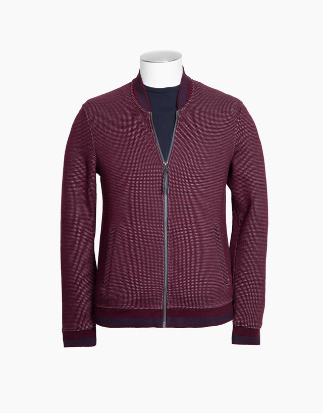 Domino Burgundy Knit Bomber