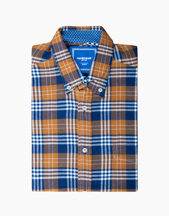 Ohope Orange Check Flannel Shirt