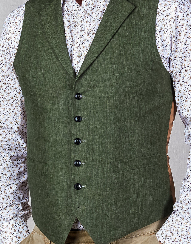 Shelby Green Linen Waistcoat