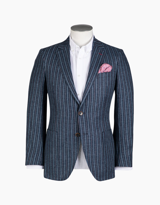 Pearse Blue, Navy & Red Stripe Blazer