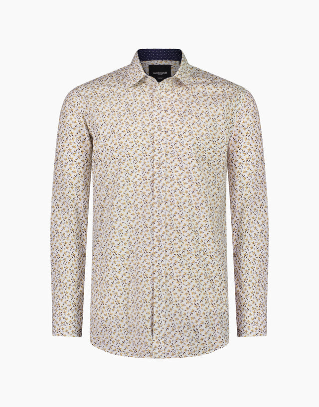 Barbican White & Brown Floral Shirt