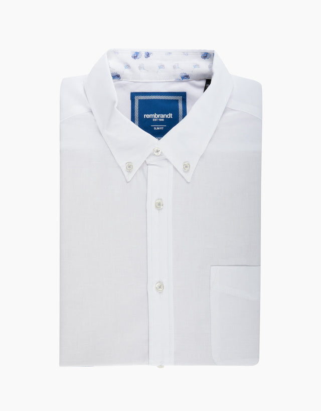 Ohope White Cotton-Linen Shirt