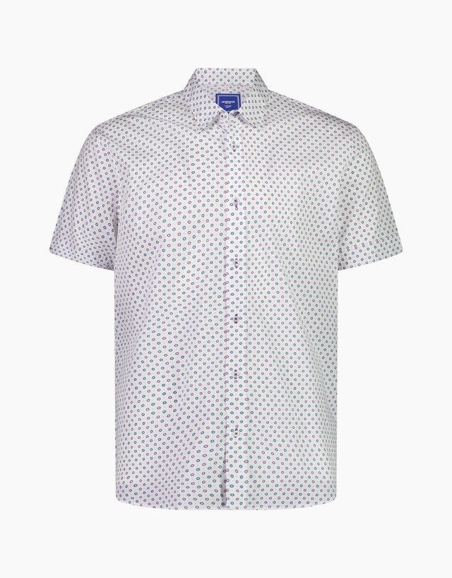 Waihi Purple & Green Spot Short Sleeve Shirt