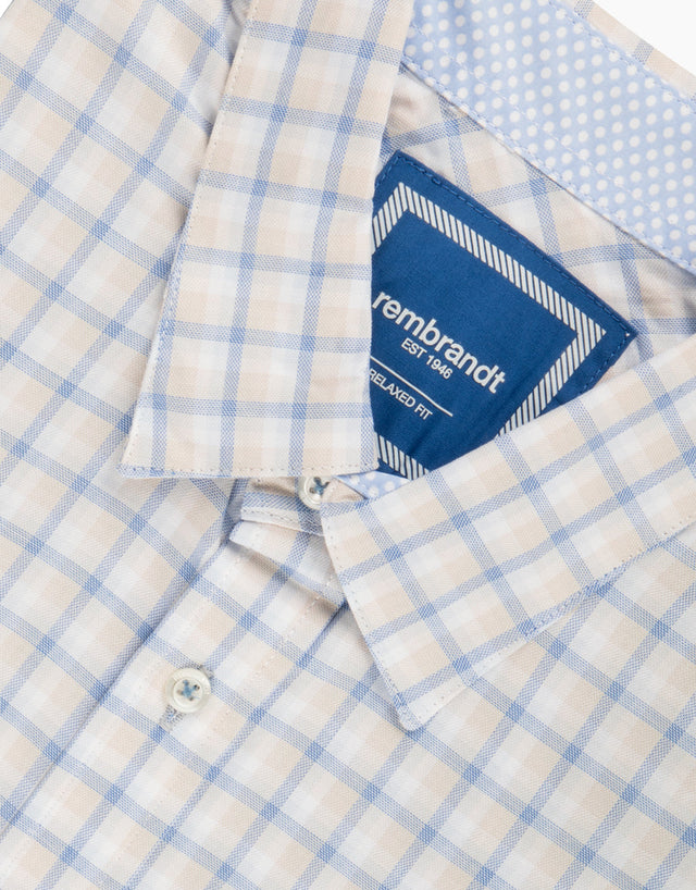 Raglan Blue Check Short Sleeve Shirt