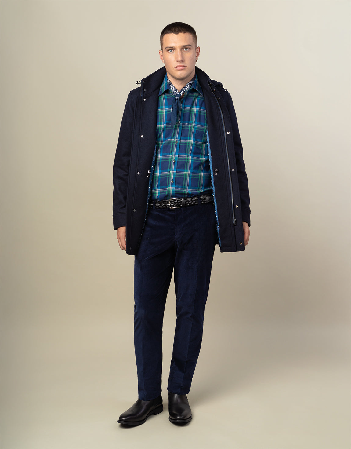 Sinatra Blue & Green Plaid Flannel Shirt