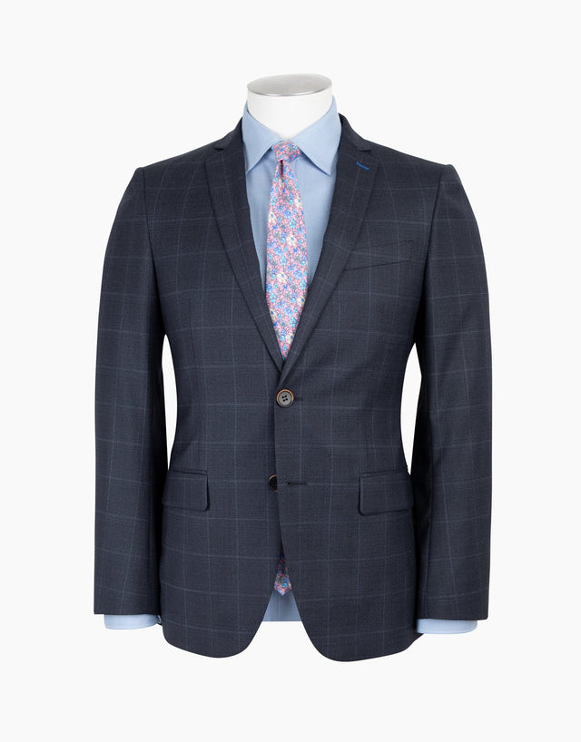 Fresh Navy Check Two Piece Suit