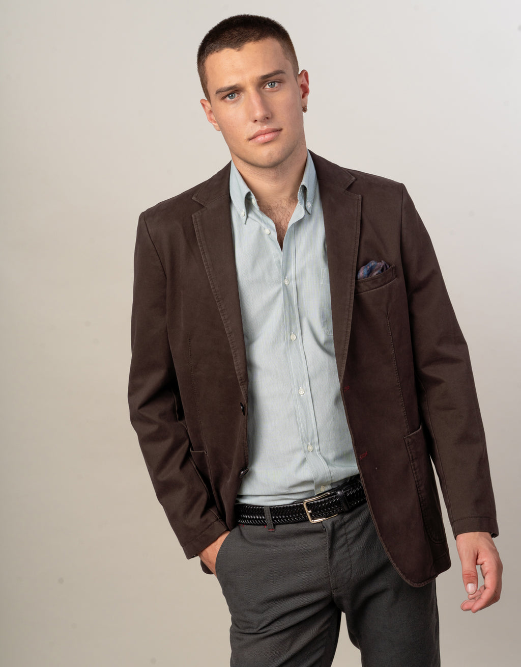 Ohope Green Micro-Stripe Shirt
