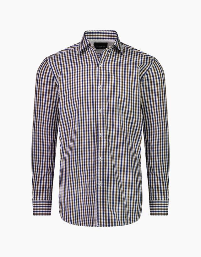 London Brown Navy & White Check Shirt