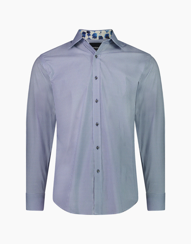 Barbican Navy & Blue Geo Print Shirt