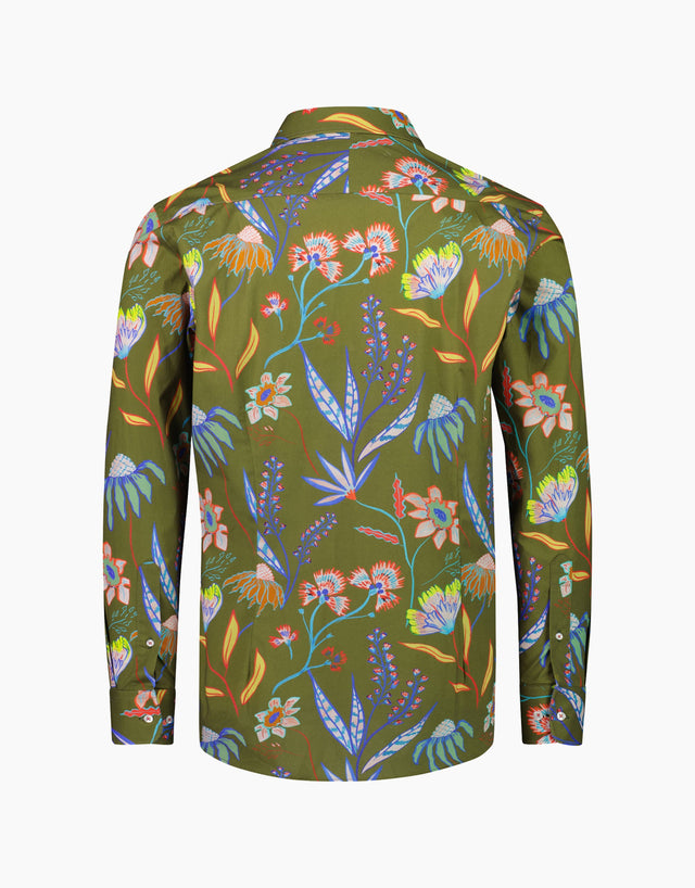 Barbican Green Floral Print Shirt