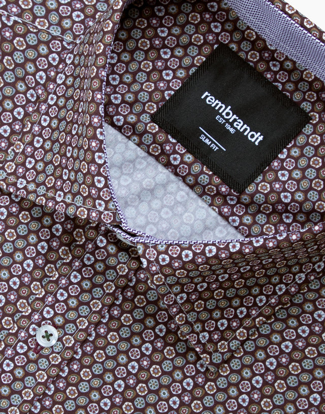 Barbican Maroon Candy Print Shirt