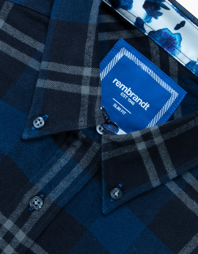 Ohope Blue & Black Check Flannel Shirt