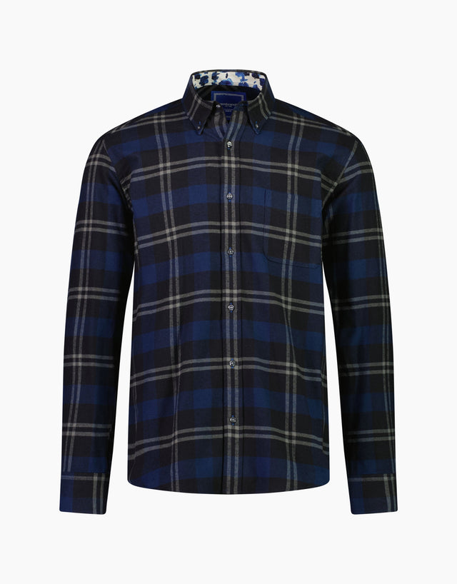 Ohope Blue & Black Check Flannel Shirt