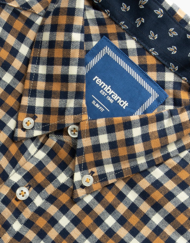 Ohope Blue & Camel Check Flannel Shirt