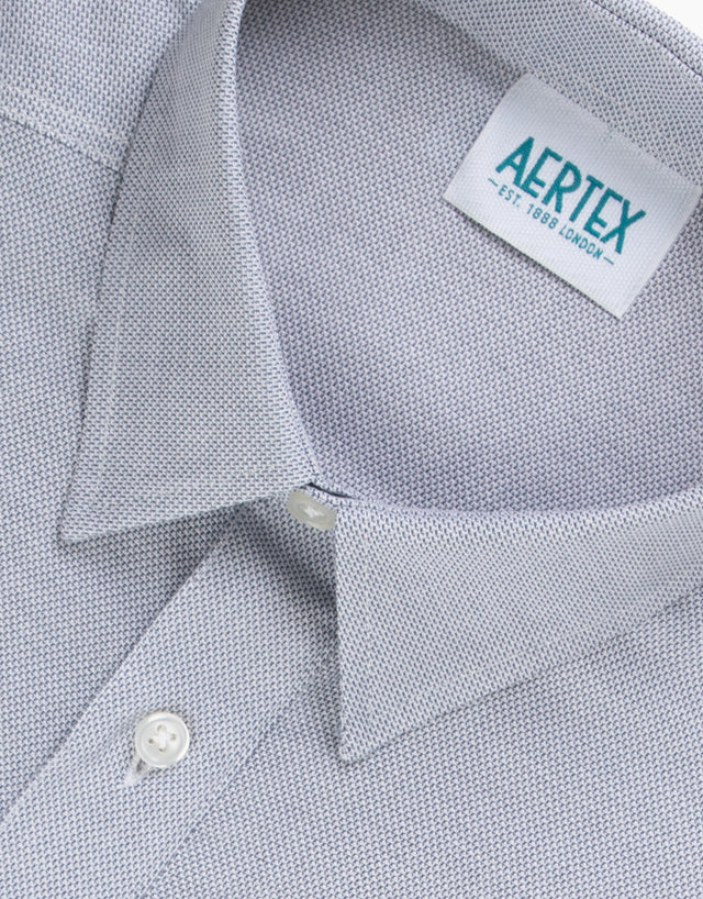 Aertex Taunton Navy Panama Weave Short Sleeve Polo