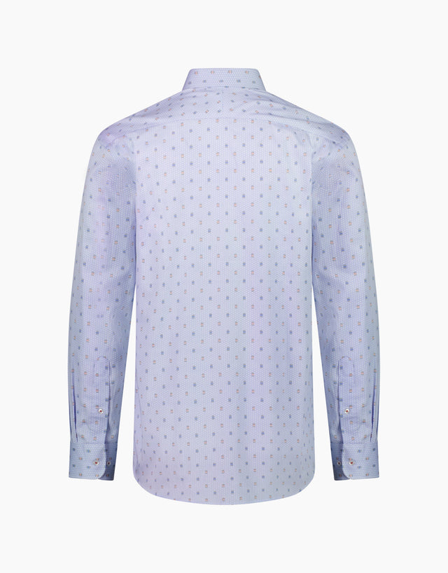 Sinatra Light Blue & Red Geo Print Shirt