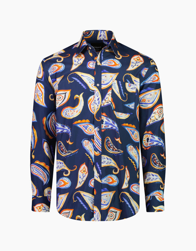 Sinatra Navy & Orange Paisley Shirt