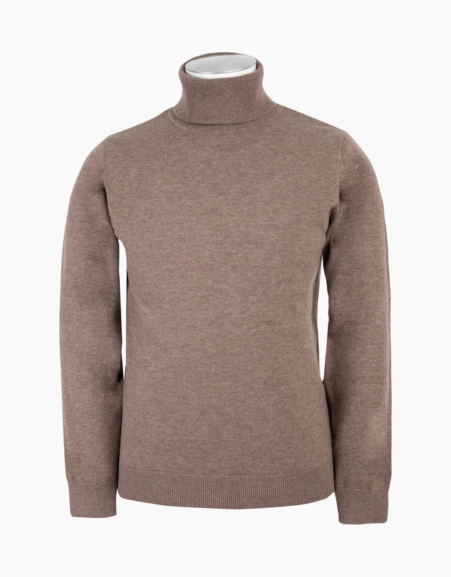 Wanaka Brown Roll Neck Jersey