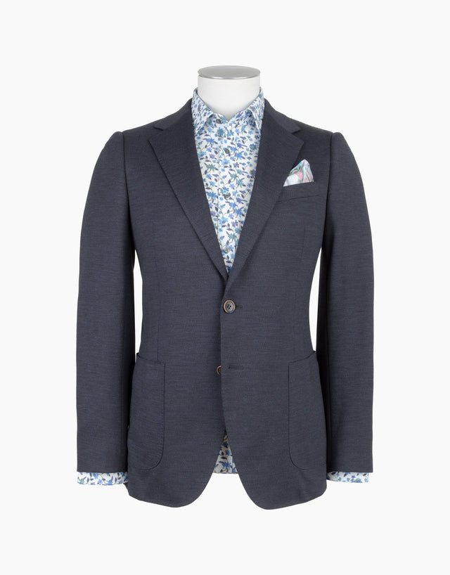 Pearse Navy Hopsack Knit Blazer