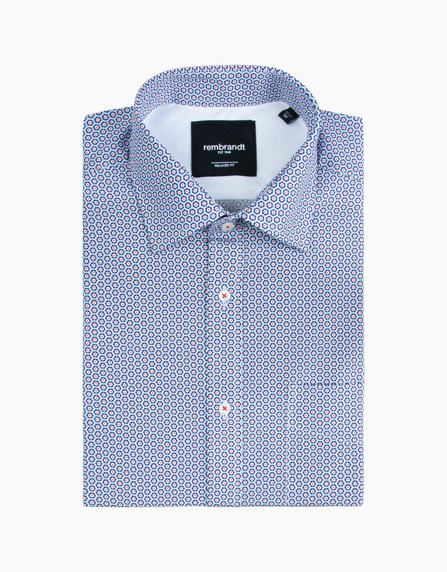 Sinatra Blue & Red Hexagon Shirt