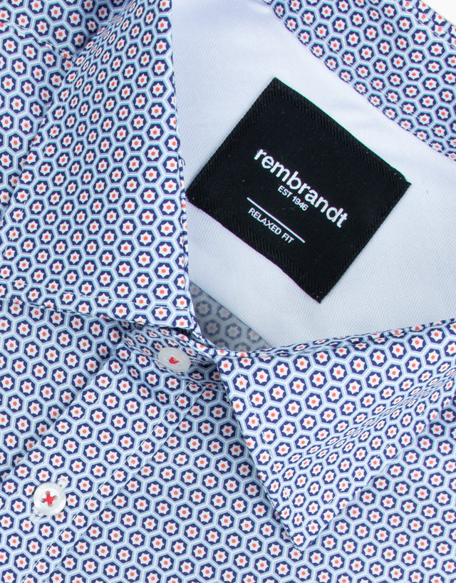 Sinatra Blue & Red Hexagon Shirt