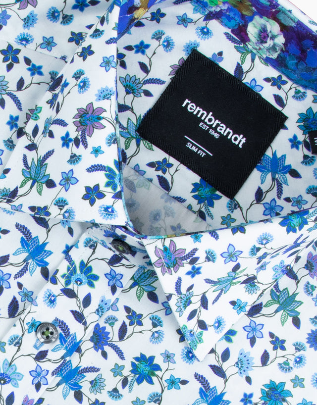 Barbican Blue Floral Print Shirt