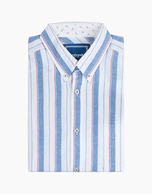 Ohope Blue & Red Stripe Shirt