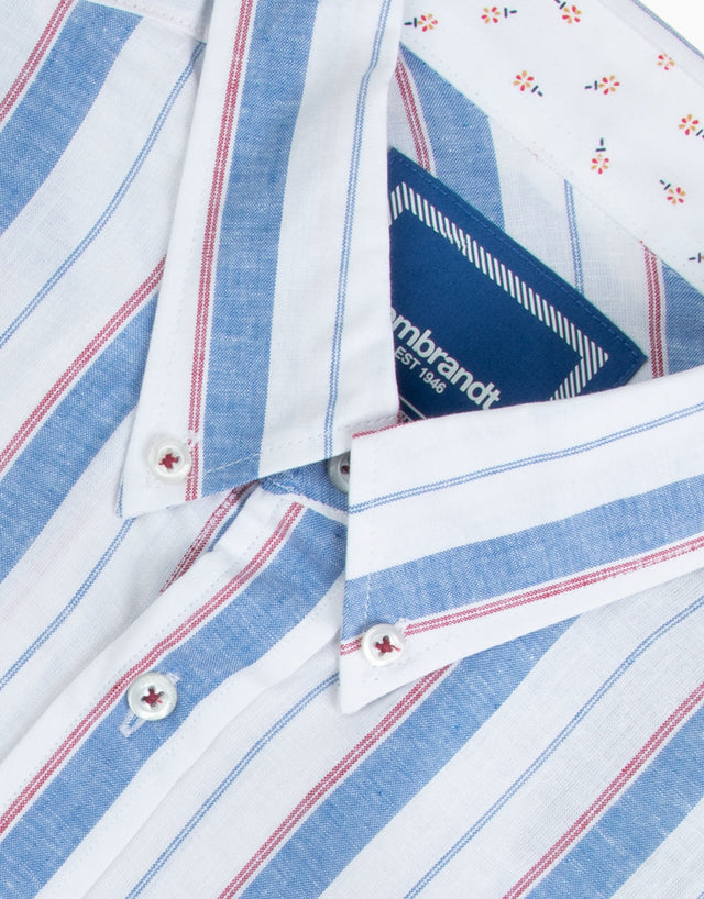 Ohope Blue & Red Stripe Shirt