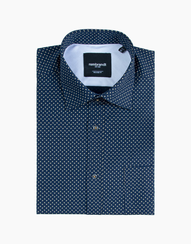 Sinatra Navy & Yellow Dot Shirt