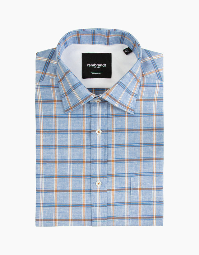 Sinatra Blue & Brown Check Shirt