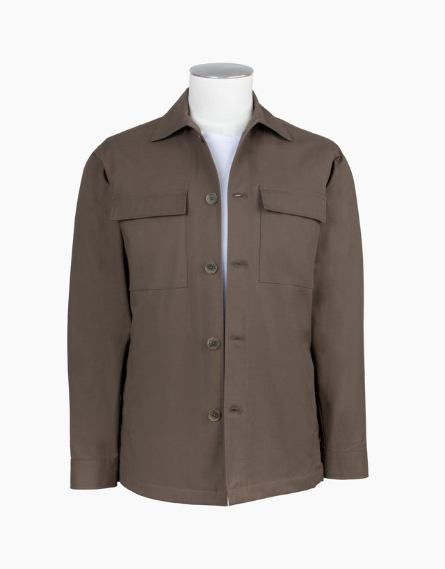 Tamaki Brown Stretch Twill Shirt Jacket