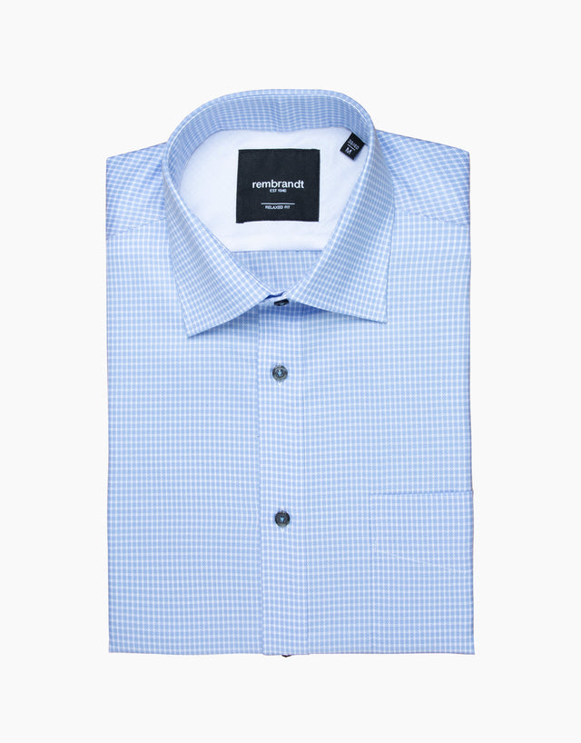 Sinatra Blue Check Stretch Shirt