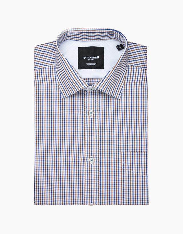 Sinatra Brown & Navy Check Shirt