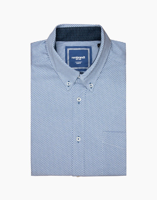 Ohope Blue & White Knitted Geometric Shirt