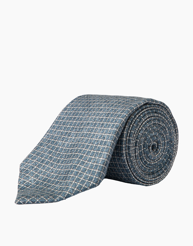 Blue & Grey Geometric Silk Tie