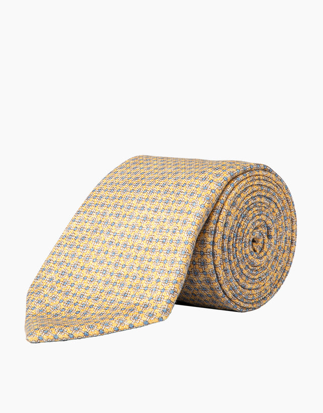 Yellow & Blue Geometric Silk Tie