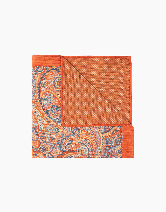 Orange Textured & Mandala Reversible Pocket Square