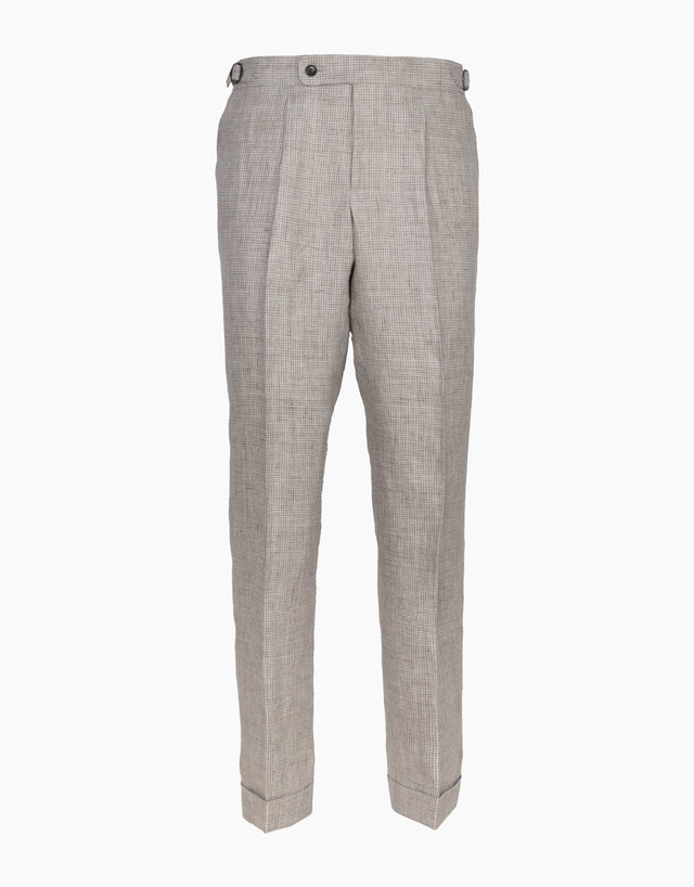 Malta Beige Houndstooth Linen Suit