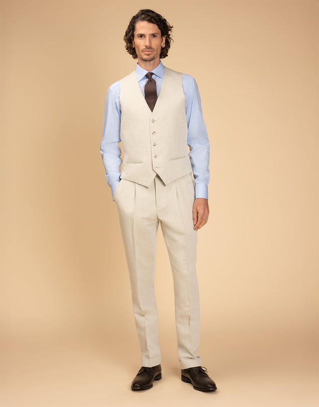 Malta Beige Linen Blend Suit