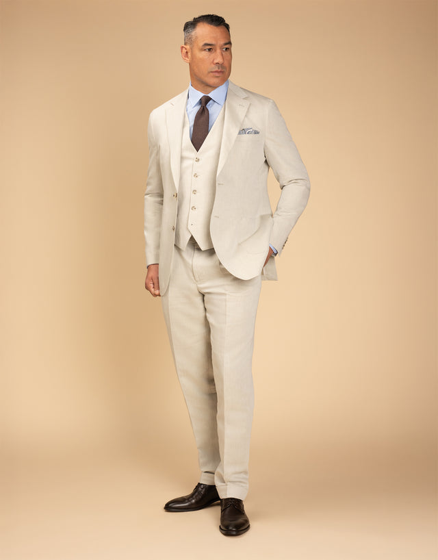 Malta Beige Linen Blend Suit