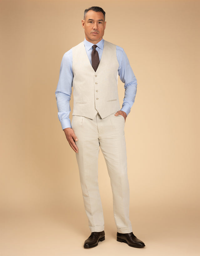 Malta Beige Linen Blend Suit
