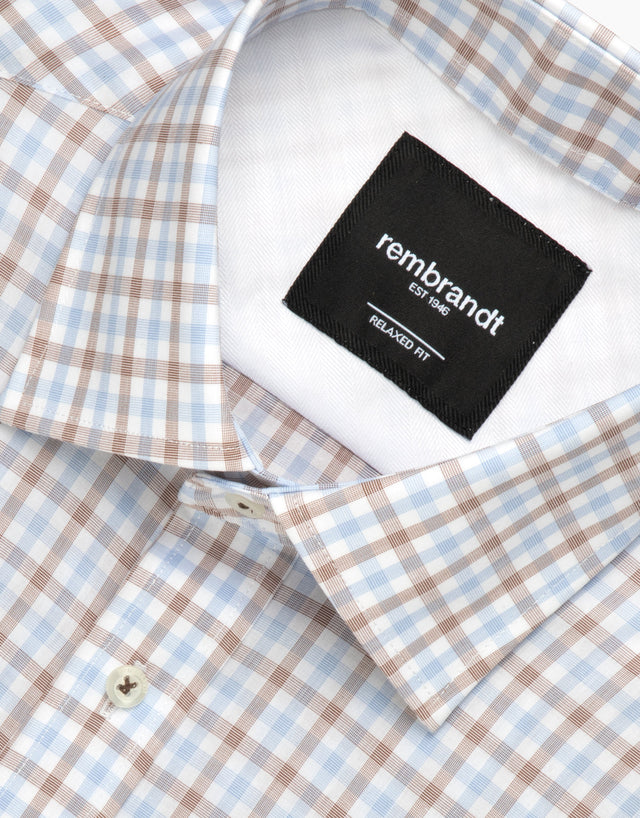 Sinatra Blue and Brown Check Shirt