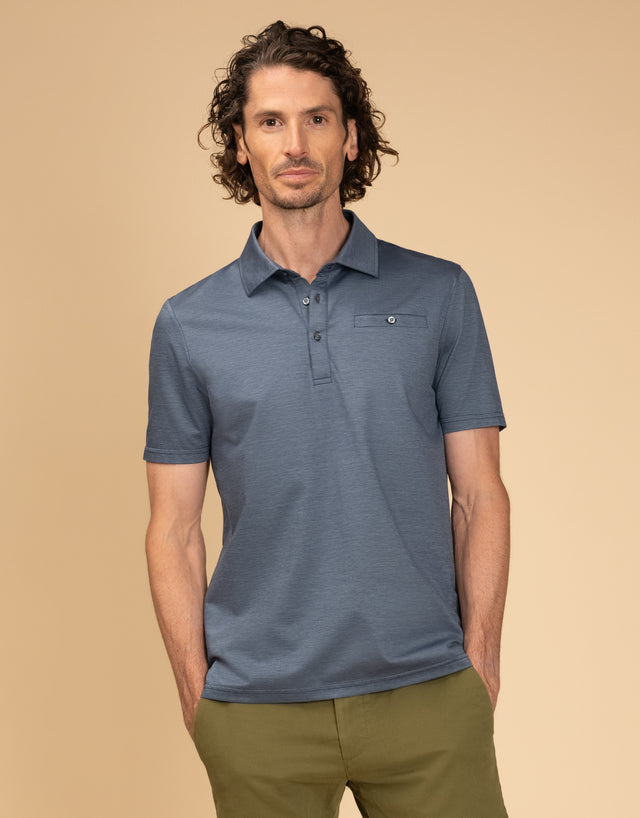 Portofino Denim Blue Marle Polo Shirt