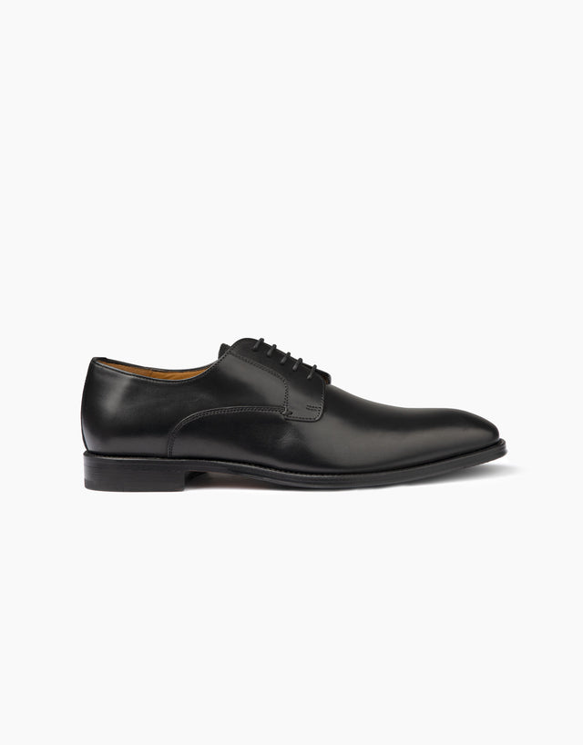 Rostock Black Plain Derby Shoe