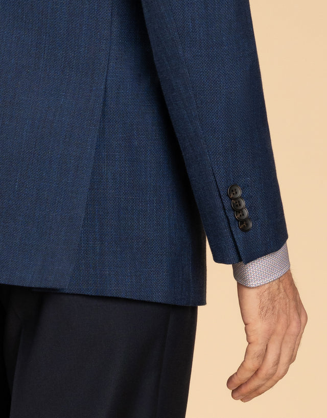 Hawker Blue Wool Linen Textured Blazer