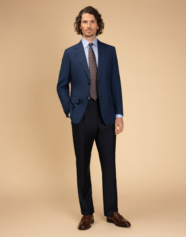 Hawker Blue Wool Linen Textured Blazer