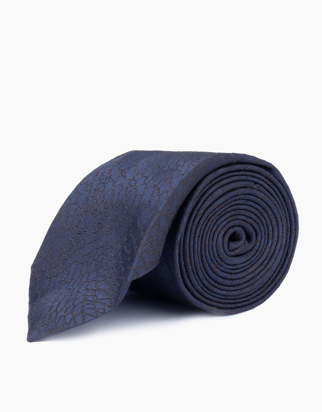 Navy & Black Cellular Abstract Silk Tie