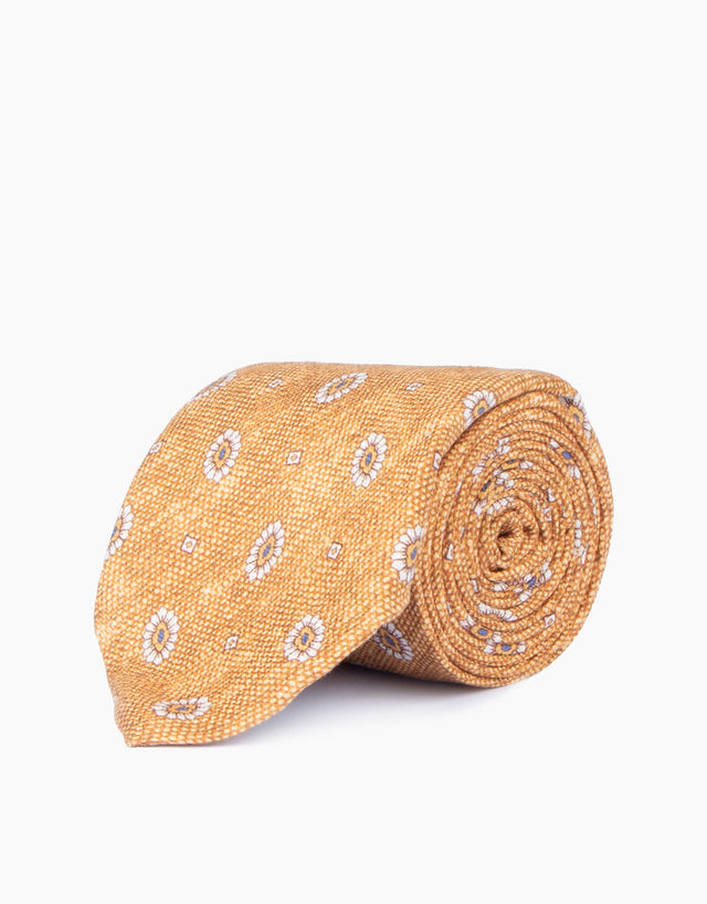 Sunflower Yellow Medallion Silk Tie