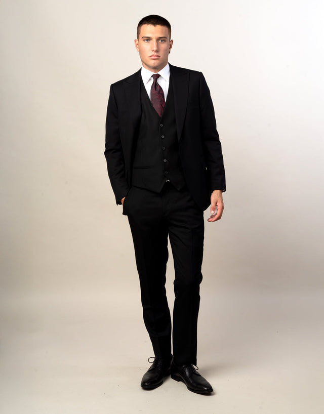 Lyon Jet Black Peak Suit