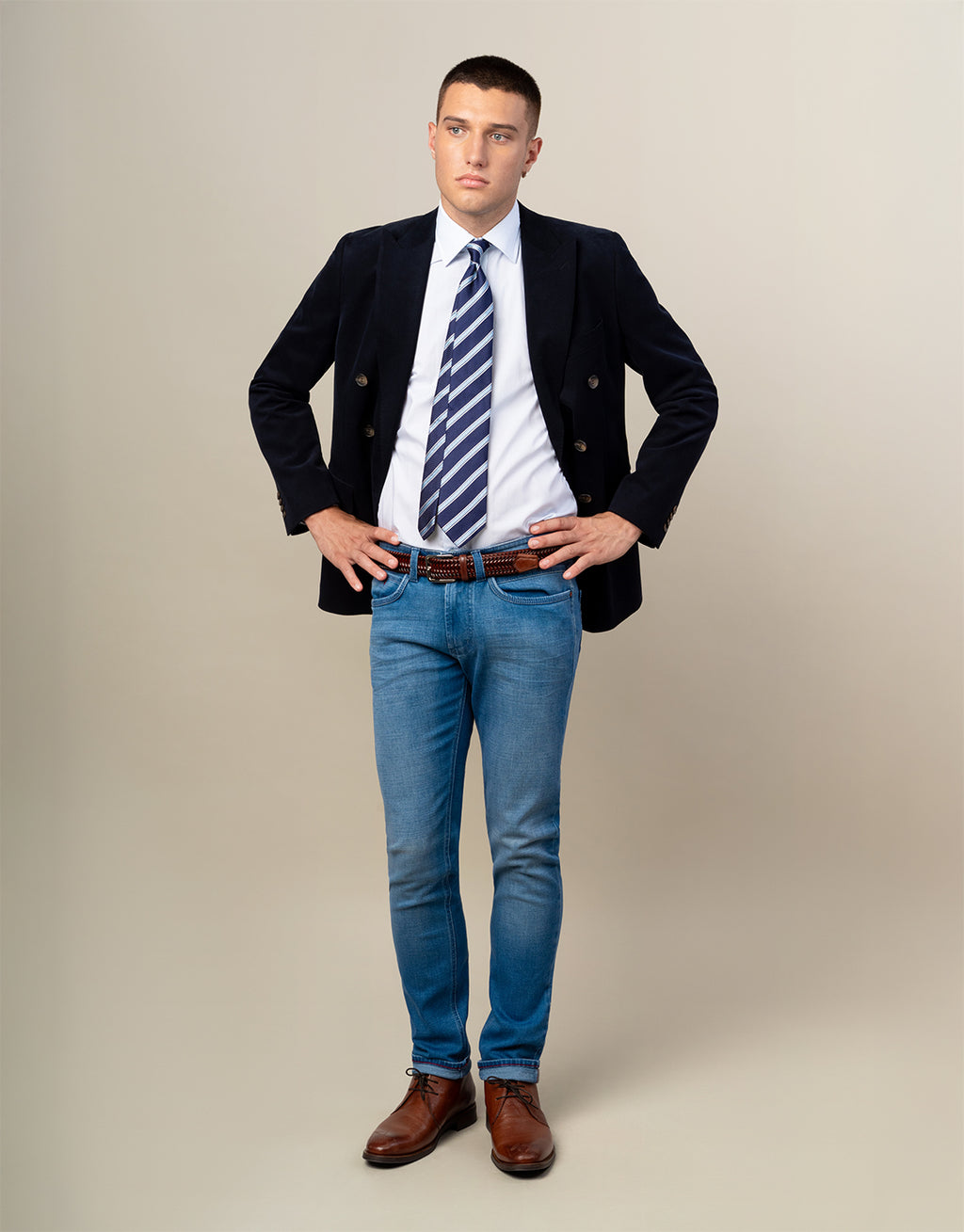 Barbican Light Blue Dot Shirt